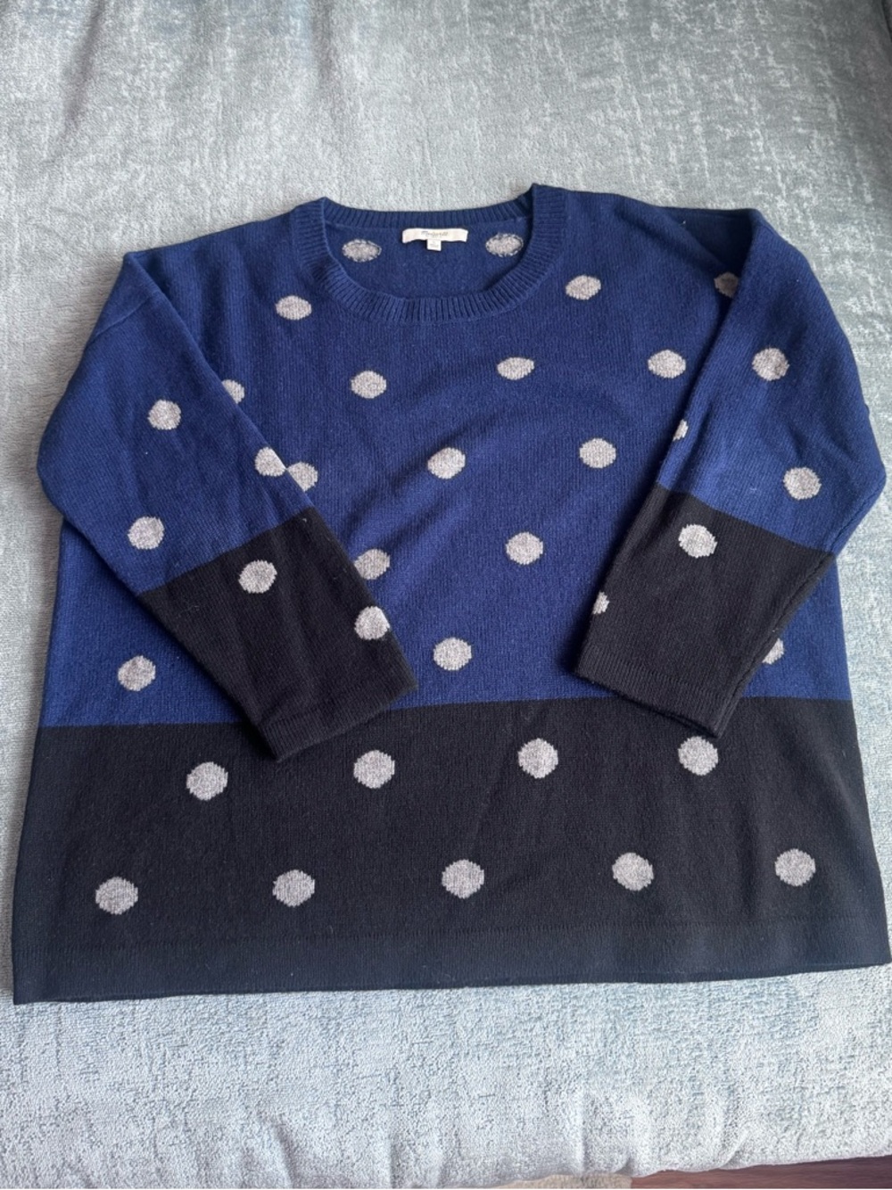 Madewell Navy & Black Polka Dot Sweater